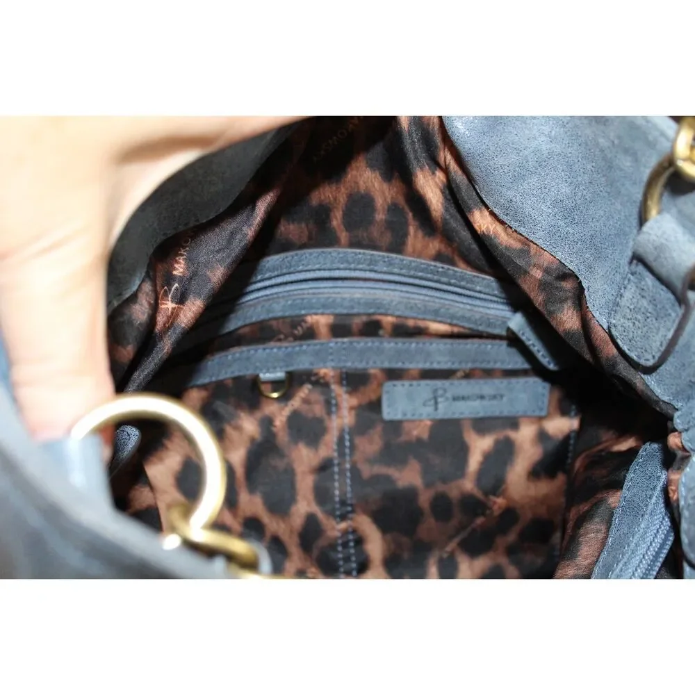 B‎ Makowsky Vintage Blue Gold hardware slouchy hobo bag
